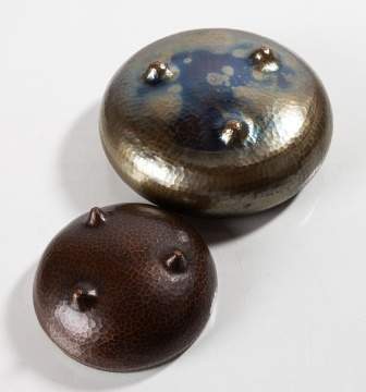 Roycroft Two Three-Footed Hammered Copper Jardinieres