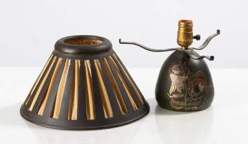 Heintz Art Metal Shop Sterling Silver Overlay on Bronze Table Lamp