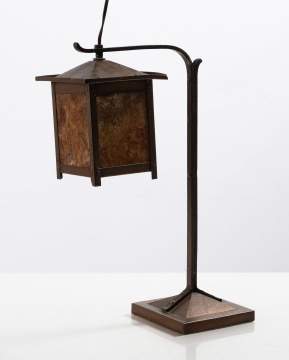 Arts & Crafts Hammered Copper and Mica Lantern Table Lamp
