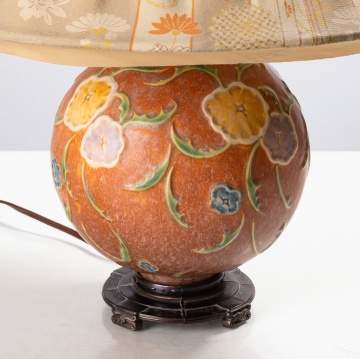 Roseville Spherical Floral Art Pottery Lamp
