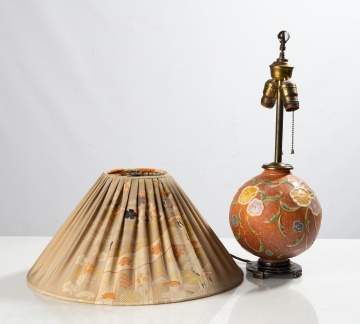 Roseville Spherical Floral Art Pottery Lamp