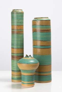 Fong Chow for Glidden Pottery Three Banded Vessels