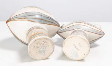Fong Chow for Glidden Pottery Two Pierced Flower Vessels