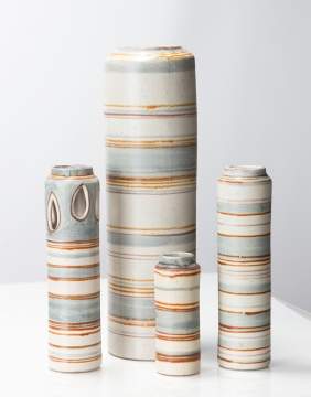 Fong Chow for Glidden Pottery Four Banded Vases