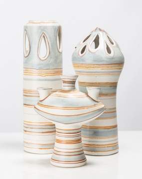 Fong Chow for Glidden Pottery Three Banded Vessels