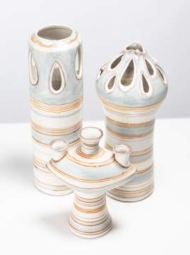 Fong Chow for Glidden Pottery Three Banded Vessels