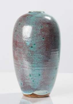 Ben Owen III Tall Chinese Blue Egg Vase