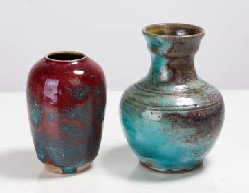 Jugtown Pottery Two Chinese Blue Pottery Vessels