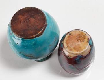 Jugtown Pottery Two Chinese Blue Pottery Vessels