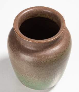 Charles Fergus Binns Arts and Crafts Mottled Green and Brown Vase