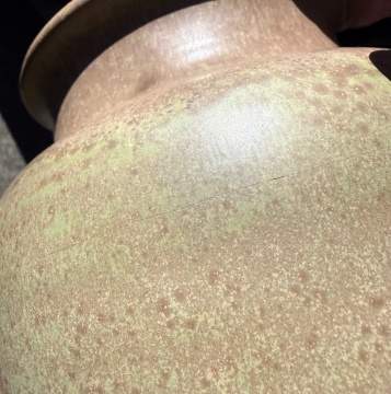 Charles Fergus Binns Arts and Crafts Mottled Green and Brown Vase