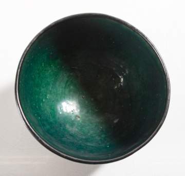Lulu Scott Backus Incised Bird and Berry Footed Bowl