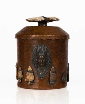 Joseph Heinrichs Fine and Rare Arts & Crafts Humidor with American Indian Motifs
