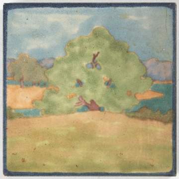 Arthur Eugene Baggs (1886-1947) for Marblehead Pottery, A Scenic Landscape Tile