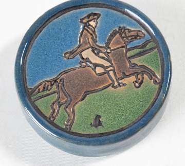 Group of Three Arts and Crafts Pottery Tiles, One Marked Owens