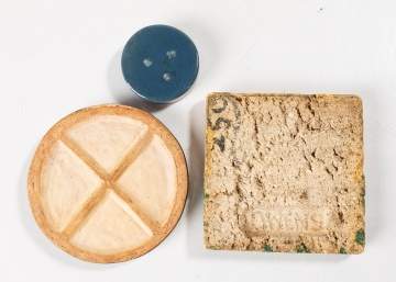 Group of Three Arts and Crafts Pottery Tiles, One Marked Owens