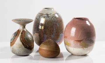 Nancy Jurs Four Glazed Stoneware Vessels