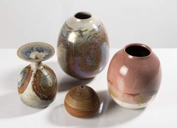 Nancy Jurs Four Glazed Stoneware Vessels