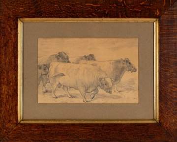 H.L.B. Study of Cattle, in a Roycroft Frame