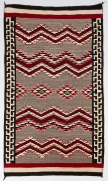 Navajo Banded Weaving with Fret Borders