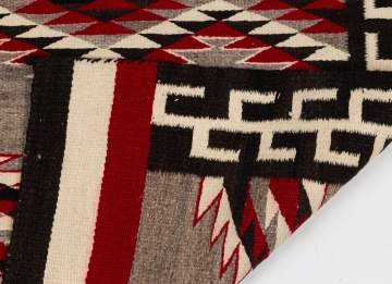Navajo Banded Weaving with Fret Borders