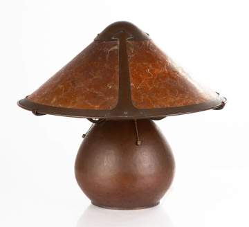 Dirk Van Erp Hammered Copper and Mica Table Lamp