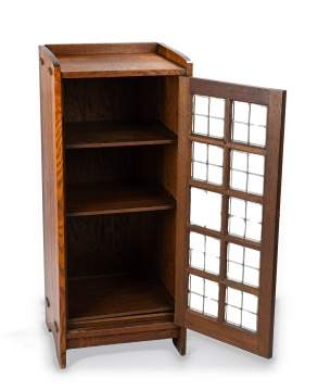Gustav Stickley, A One Door Leaded Glass Music Cabinet, Model No. 70