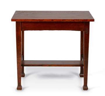 Roycroft, An Oak Library Table with Mackmurdo Feet