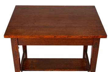 Roycroft, An Oak Library Table with Mackmurdo Feet