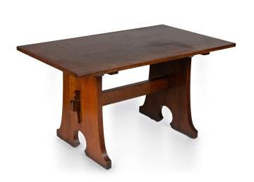L. & J.G. Stickley, A Trestle Table, Model No. 599