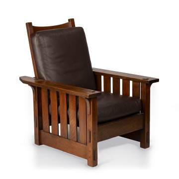 Gustav Stickley, An Early Flat-Arm Morris Chair, Model No. 2342