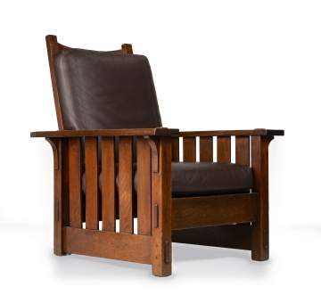 Gustav Stickley, An Early Flat-Arm Morris Chair, Model No. 2342