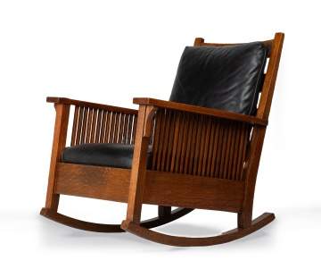 Gustav Stickley, A Flat-Arm Spindle Rocking Chair