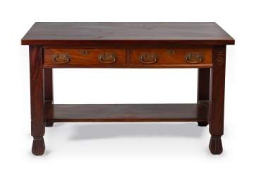 Roycroft, A Rare Mahogany Two-Drawer Library Table