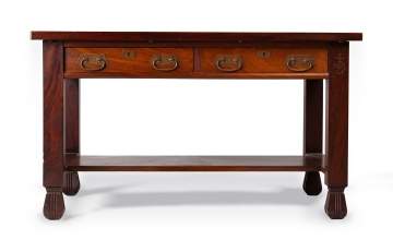 Roycroft, A Rare Mahogany Two-Drawer Library Table