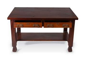 Roycroft, A Rare Mahogany Two-Drawer Library Table