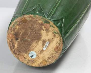 Grueby Tooled-Leaf Matte Green Floor Vase