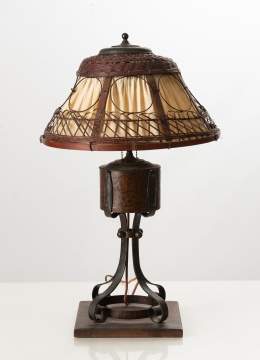 Gustav Stickley Copper and Willow Table Lamp
