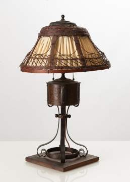 Gustav Stickley Copper and Willow Table Lamp