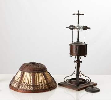Gustav Stickley Copper and Willow Table Lamp