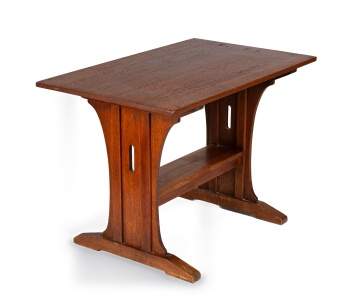 L. & J.G. Stickley, A Keyhole Trestle Library Table, Models No. 545 and No. 547
