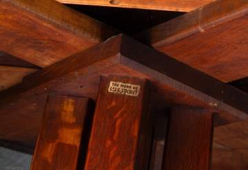L. & J.G. Stickley, A Keyhole Trestle Library Table, Models No. 545 and No. 547