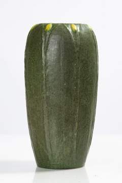 Grueby Faience Company Two-Color Tooled-Leaf and Bud Vase