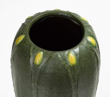 Grueby Faience Company Two-Color Tooled-Leaf and Bud Vase