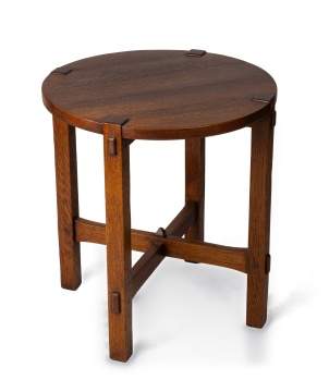 Gustav Stickley, A Tea Table with Keyed Stretchers, Model No. 605