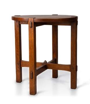 Gustav Stickley, A Tea Table with Keyed Stretchers, Model No. 605