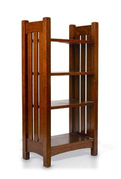 L. & J.G. Stickley, A Slat-Sided Magazine Pedestal, Model No. 46