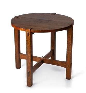 Gustav Stickley, A Round Oak Lamp Table, Model No. 644