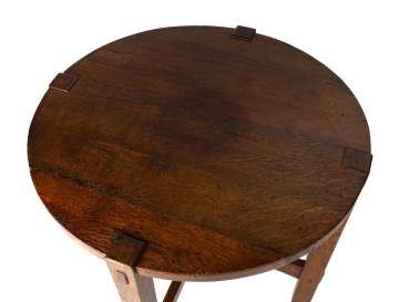 Gustav Stickley, A Round Oak Lamp Table, Model No. 644
