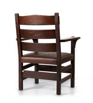 Gustav Stickley, An Oak Slat-Back Arm Chair, Model No. 318